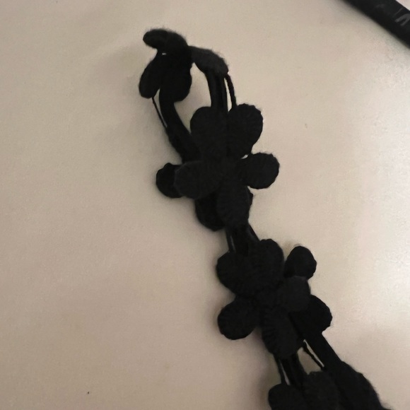 Beautiful Black Flowy Dress with Tie Up Back and Flower Detailing on Straps - Picture 5 of 5